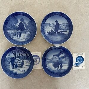 Royal Copenhagen Annual Blue Christmas 4 Plates Vintage Denmark 1973, 78, 79, 80